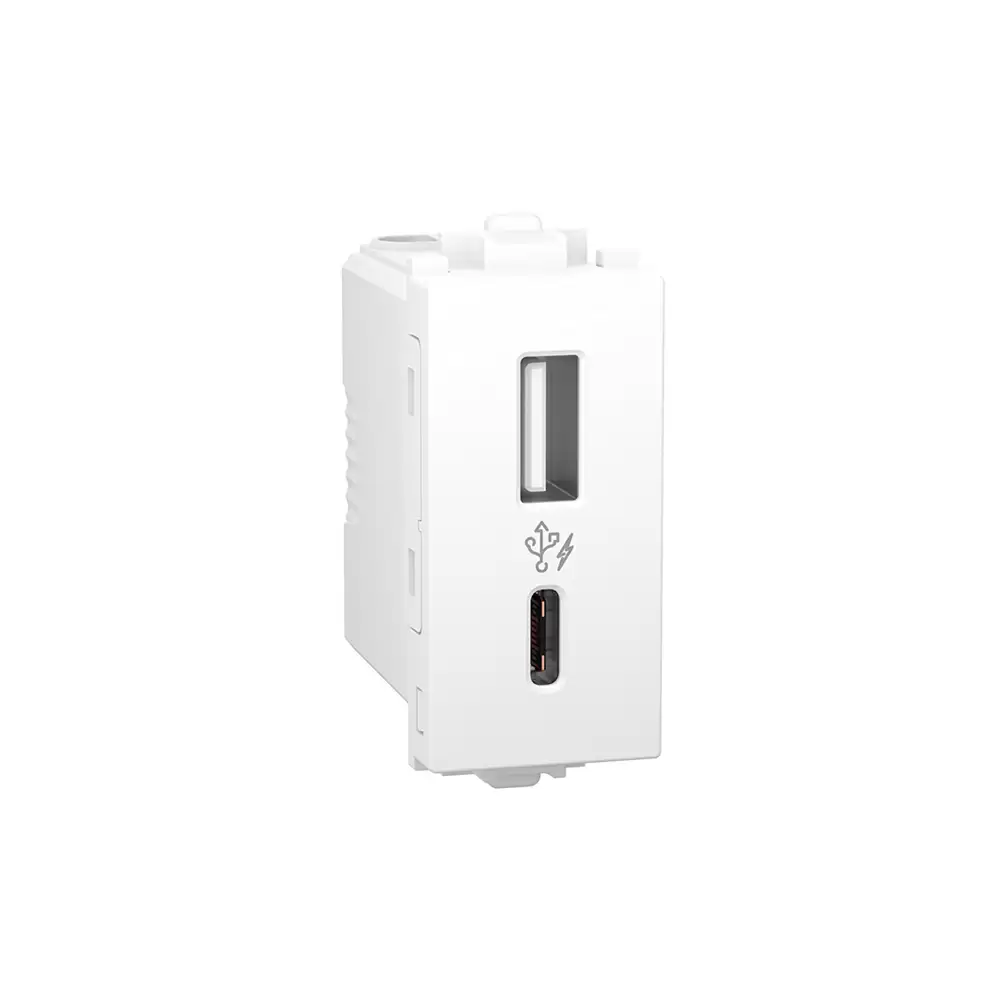 Schneider Electric Clipsal X 2.4 Amp 1 Module A+C Type USB Charger - White