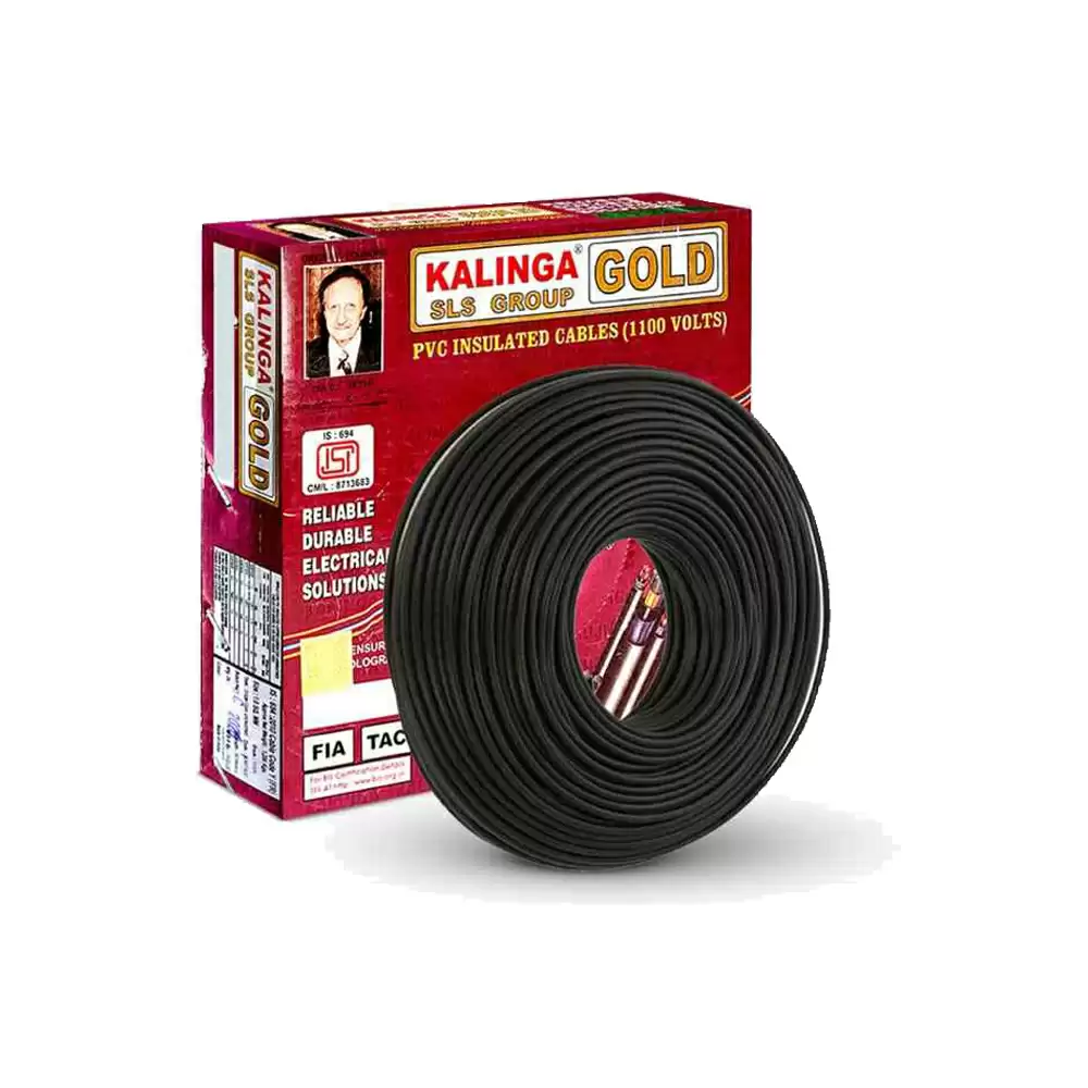 Kalinga Gold 10 Sq. mm Single Core Flame Retardant House Cable, 90 Meter - Black