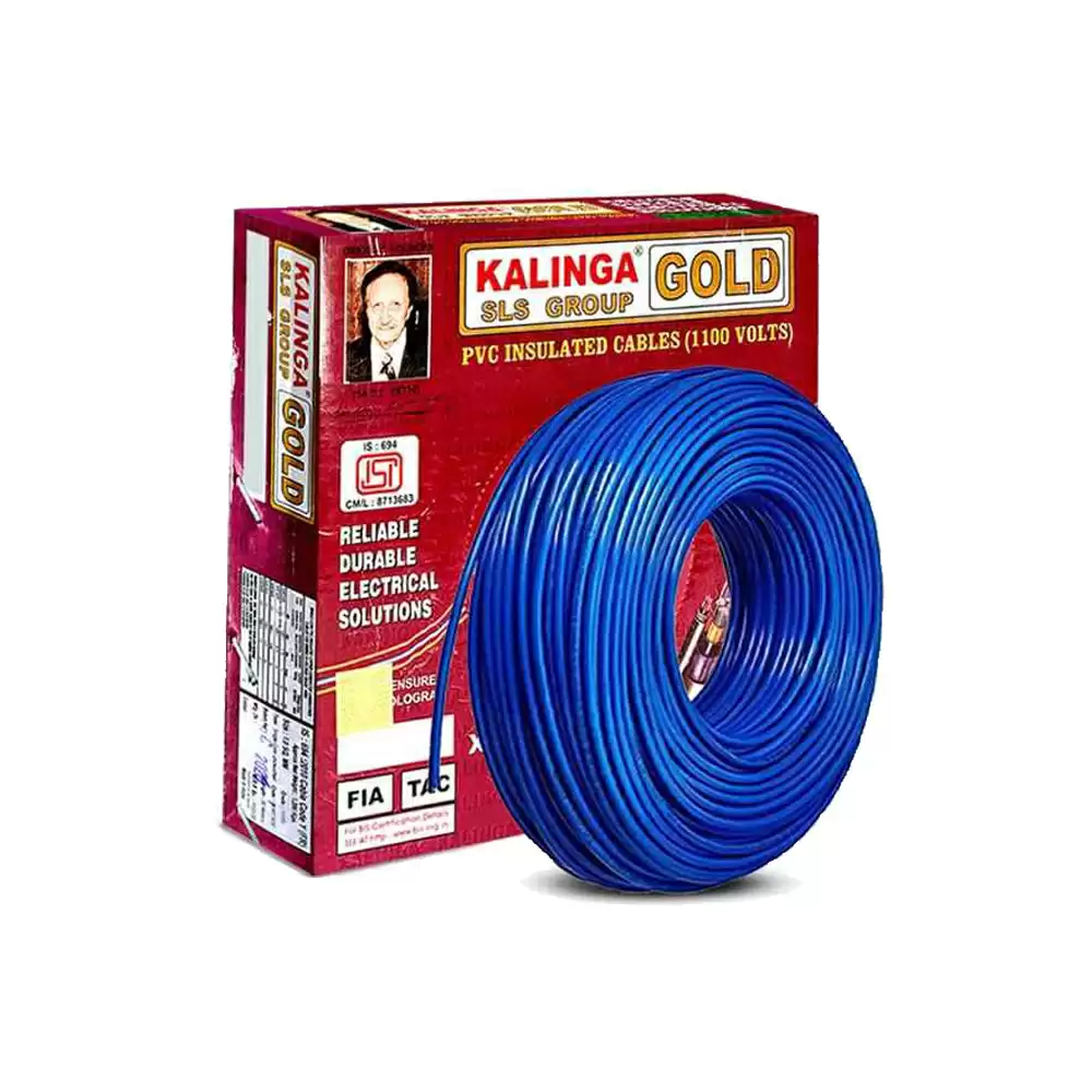 Kalinga Gold 10 Sq. mm Single Core Flame Retardant House Cable, 90 Meter - Blue