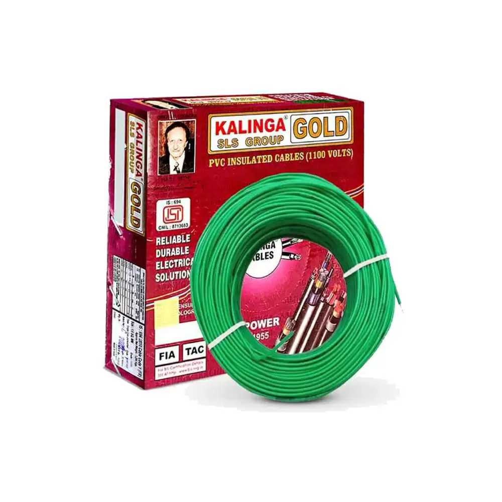 Kalinga Gold 6 Sq. mm Single Core Flame Retardant House Cable, 90 Meter - Green