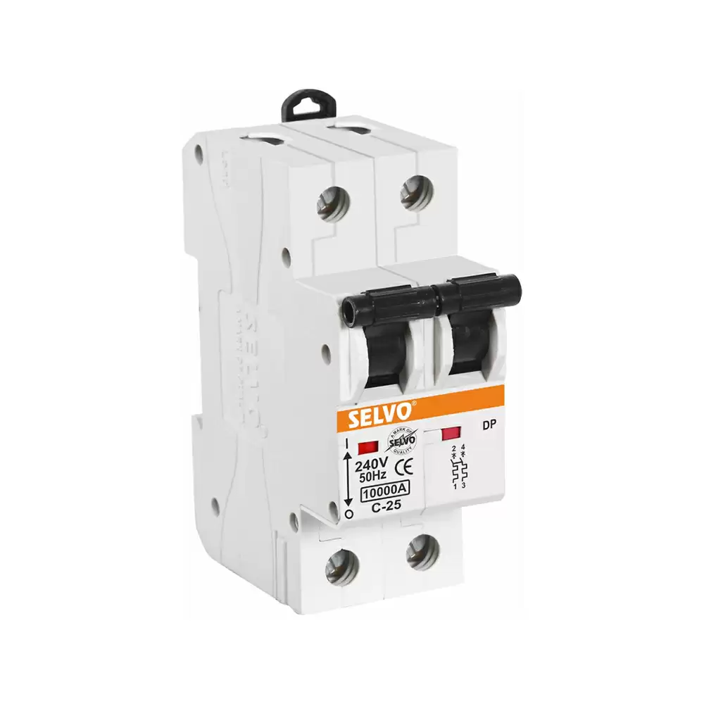 Selvo C-25 Amp Double Pole MCB, GSELDPC12021 - White