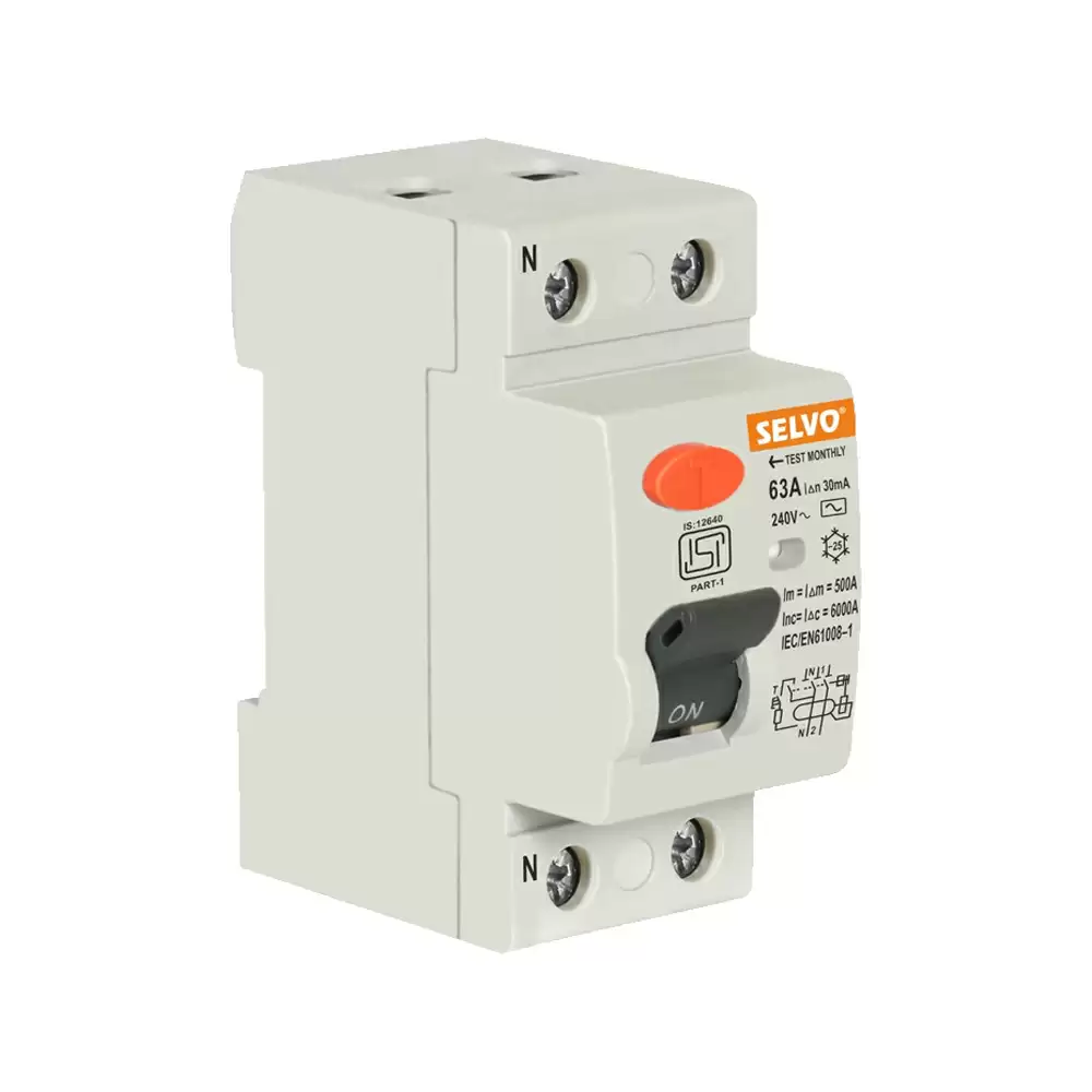 Selvo 63 Amp Double Pole 30mA RCCB, GSELRCB13018 - White