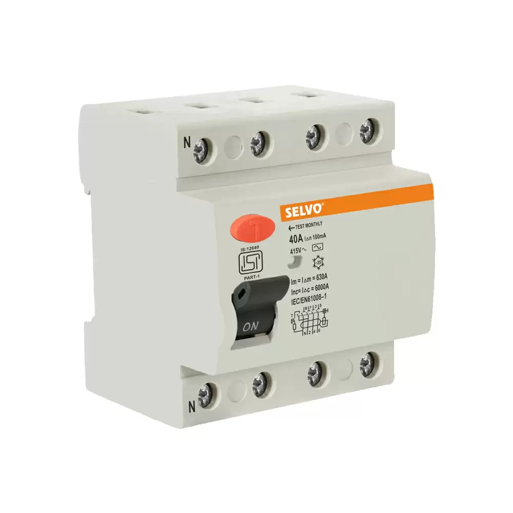 Selvo 40 Amp Four Pole 100mA RCCB, GSELRCB13021 - White