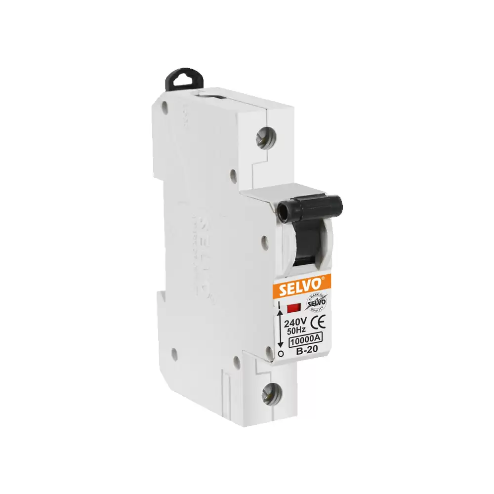 Selvo B-20 Amp Single Pole MCB, GSELSPB12080 - White