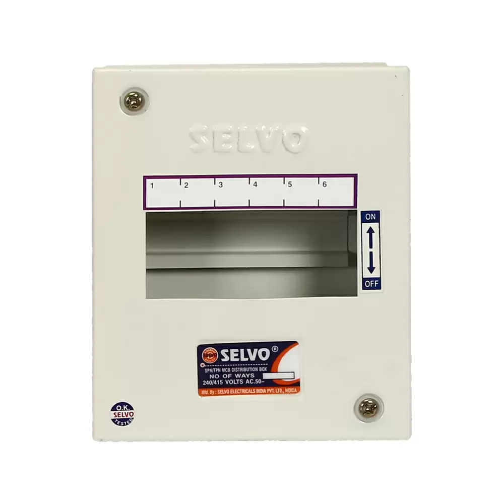 Selvo 6 Way Single Door Distribution Board (SPN), GSELSPN11017 - White