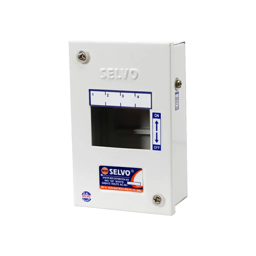 Selvo 4 Pole Metal MCB Enclosure, GSELSPN11046 - White