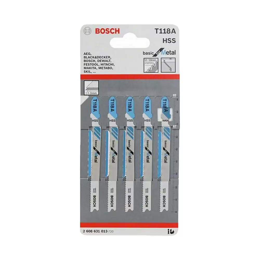 Bosch Heavy Duty Cutting Jigsaw Blade,T118A - Pack of 5