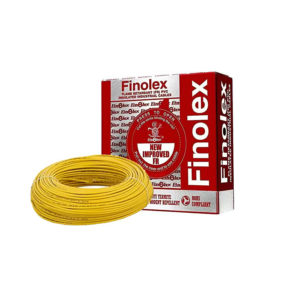 Finolex 0.50 Sq. mm Single Core Unsheathed FR PVC Insulated Electric Wire, 100 Meter - Yellow