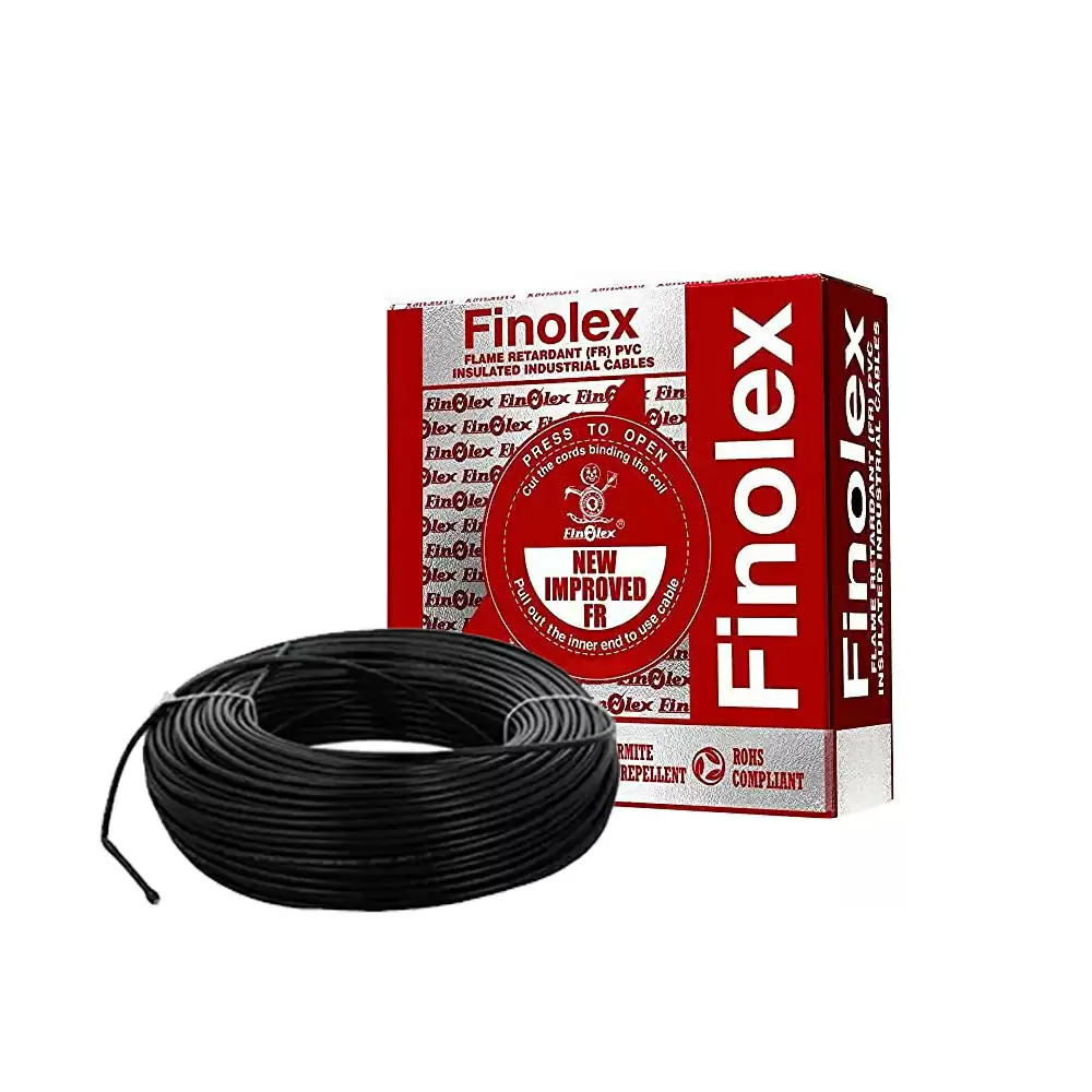 Finolex 1 Sq. mm Single Core Unsheathed FR PVC Insulated Electric Wire, 100 Meter - Black