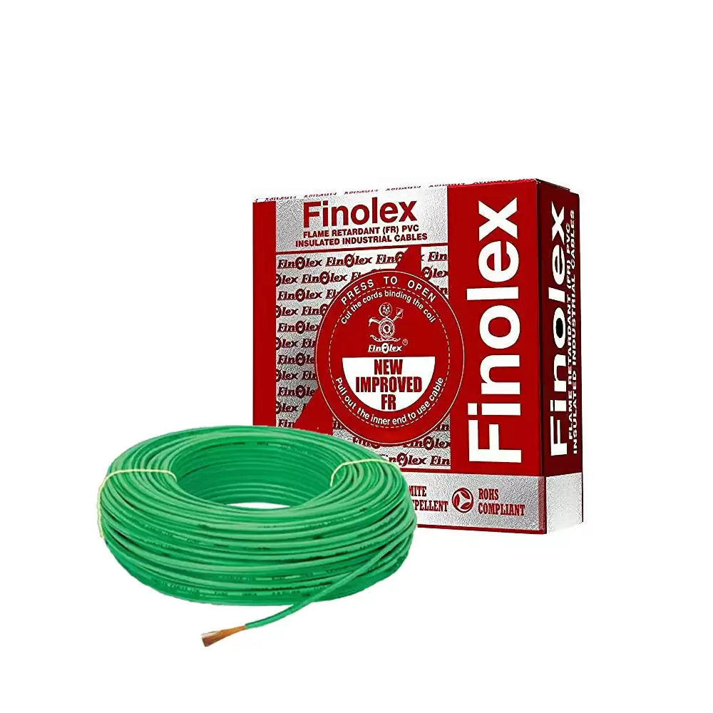 Finolex 4 Sq. mm Single Core Unsheathed FR PVC Insulated Electric Wire, 100 Meter - Green