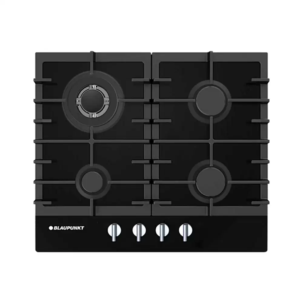 Hettich 5GB 62191IN 60 cm 4 Brass Burner Auto Ignition Glass Top Built-in Hob - Black (2 Year Warranty)