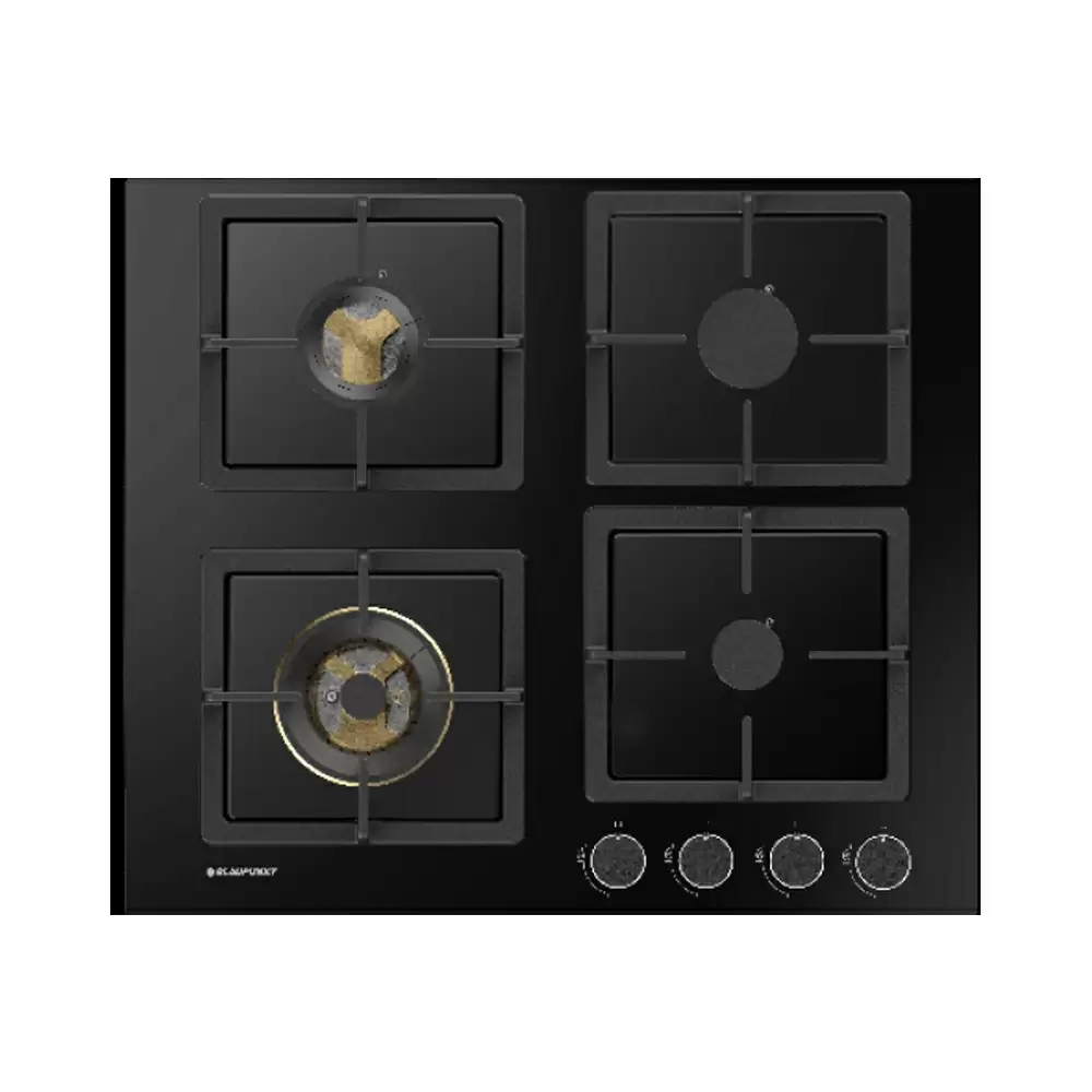 Hettich 5GH 65BB490 59 cm 4 Brass Burner Auto Ignition Glass Top Built-in Hob - Black (2 Year Warranty)