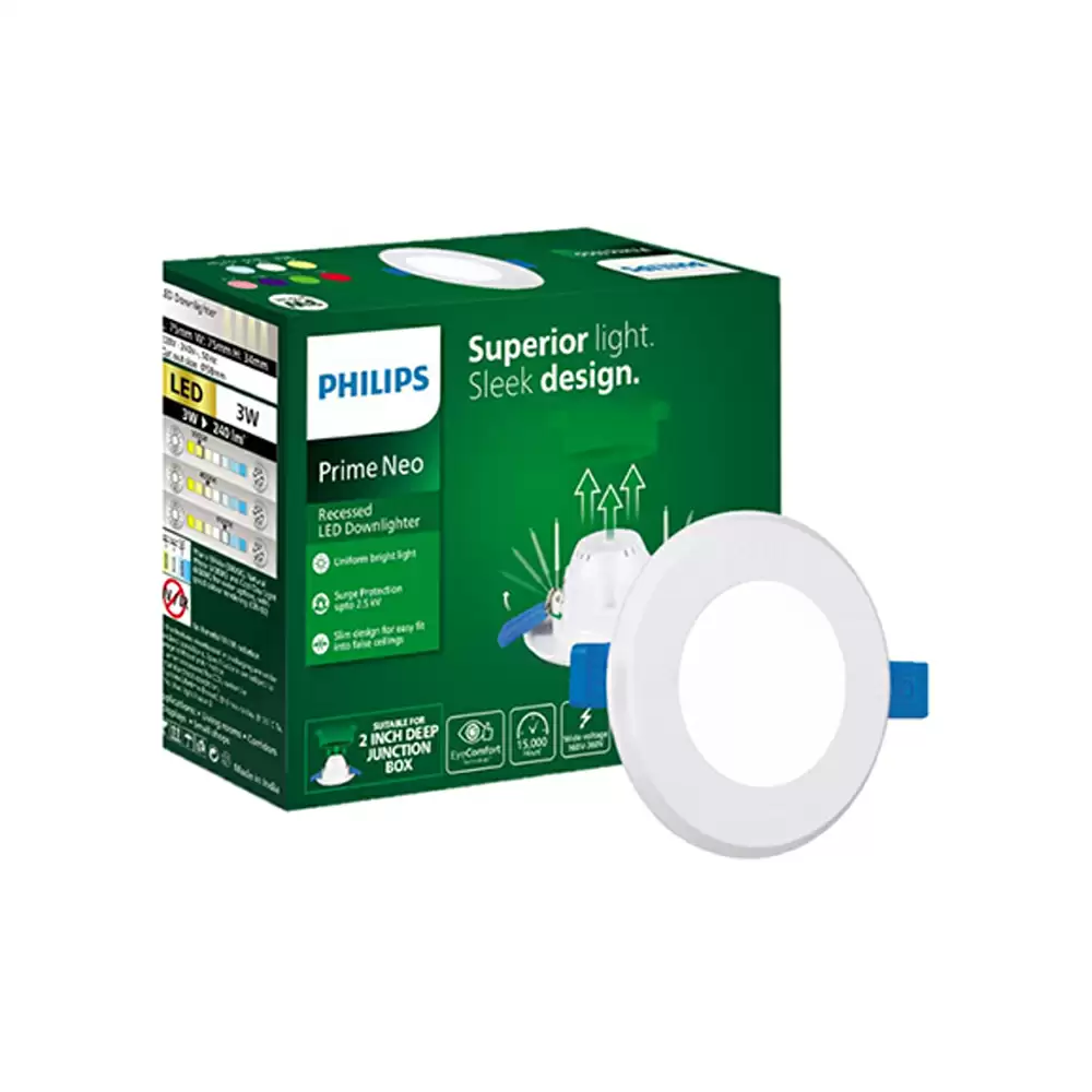 Philips Prime Neo 3 Watt LED Downlighter, Warm White - 929003529901