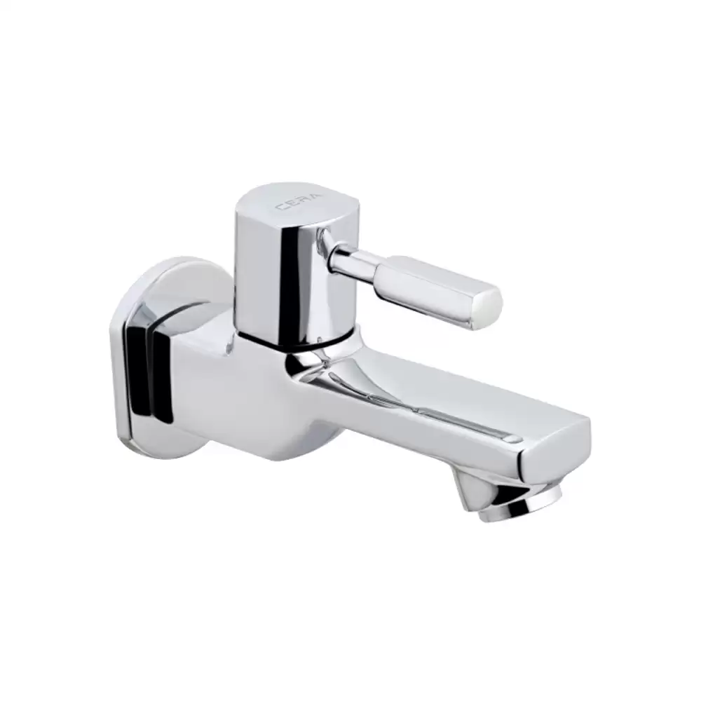 Cera Gayle Brass Bib Cock Tap With Wall Flange & Aerator - Chrome Finish