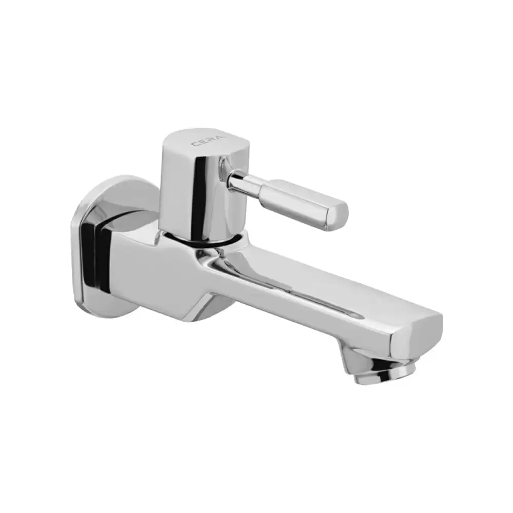 Cera Gayle Brass Long Nose Bib Cock Tap With Wall Flange & Aerator - Chrome Finish