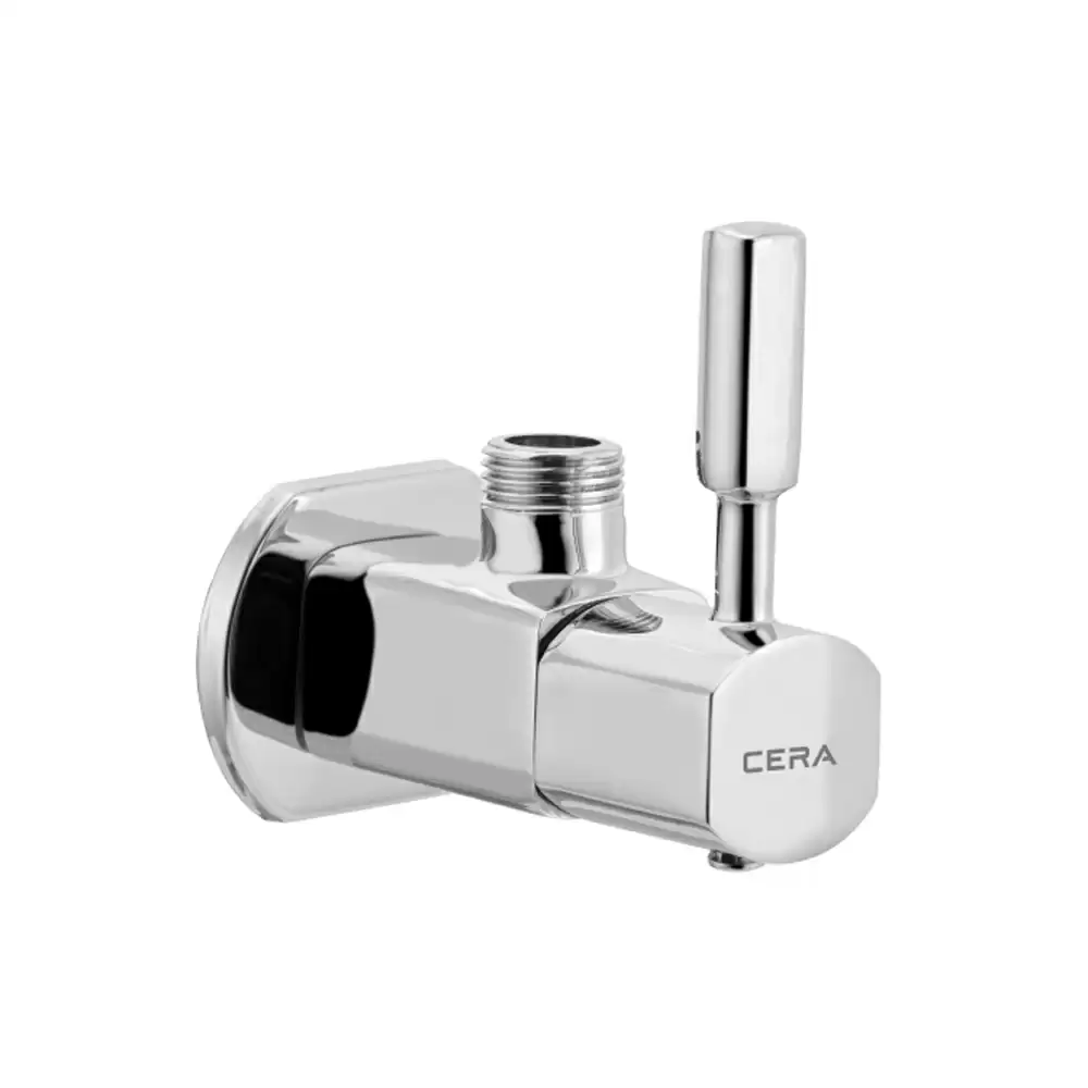 Cera Gayle Brass Single Lever Angle Cock With Wall Flange - Chrome Finish