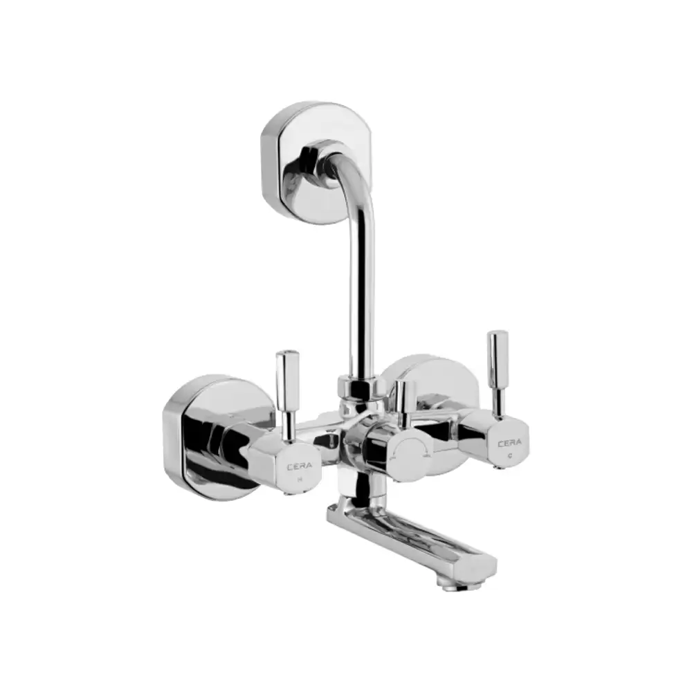 Cera Gayle Brass Wall Mixer With Bend Pipe For Overhead Shower With Built-In Non Return Valve - Chrome Finish