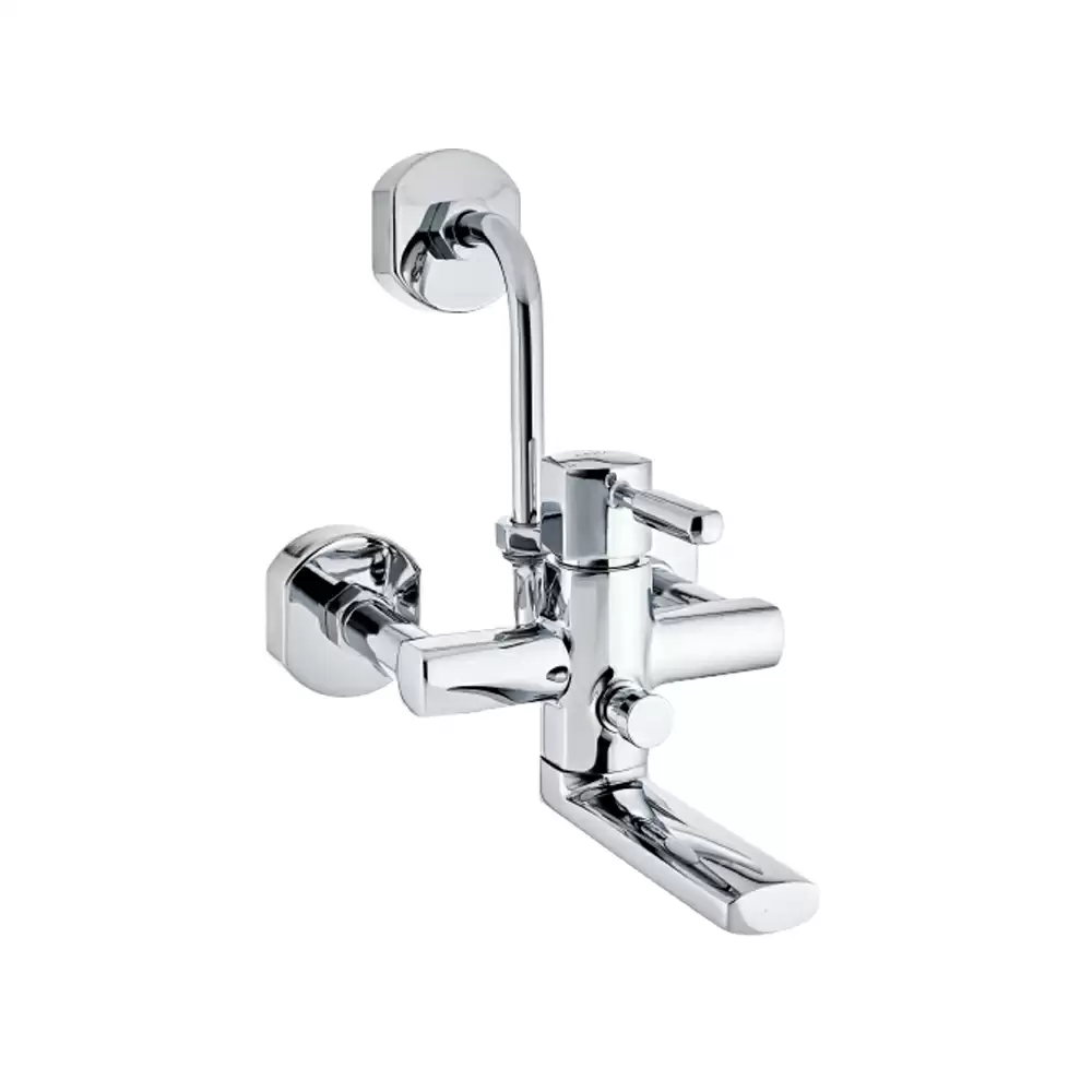 Cera Gayle Brass Single Lever Wall Mixer With Bend Pipe For Overhead Shower - Chrome Finish