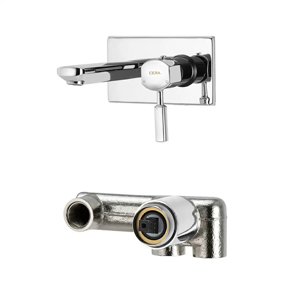 Cera Gayle Brass Wall Mounted Single Lever Basin Mixer Consisting Of Exposed Part & Concealed Part - Chrome Finish