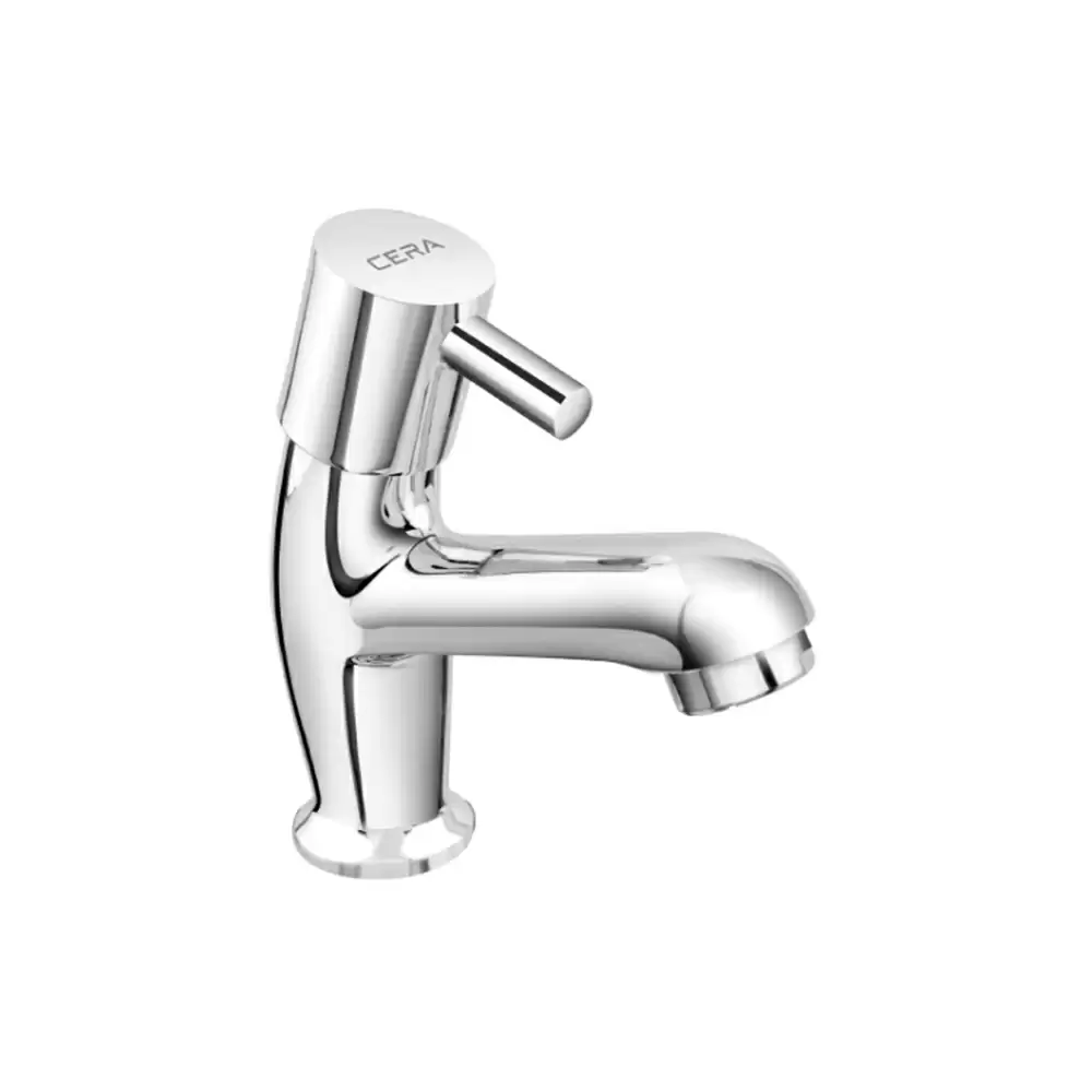 Cera Garnet Brass High Neck Pillar Cock Tap With Aerator - Chrome Finish