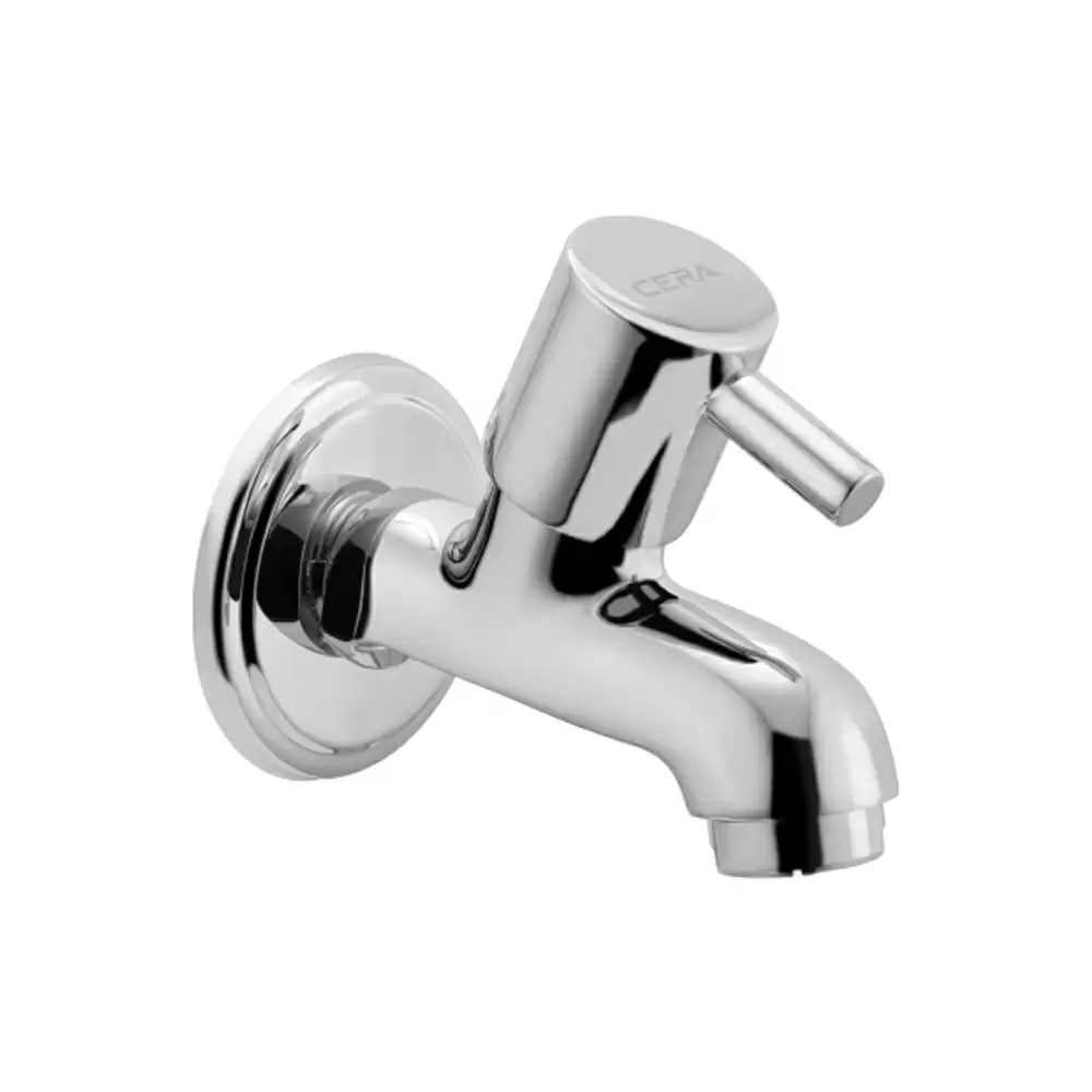 Cera Garnet Brass Bib Cock Tap With Wall Flange & Aerator - Chrome Finish