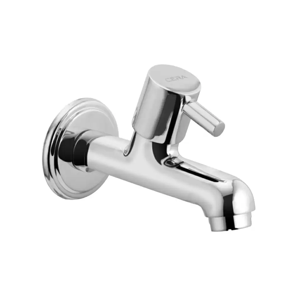 Cera Garnet Brass Long Nose Bib Cock Tap With Wall Flange & Aerator - Chrome Finish