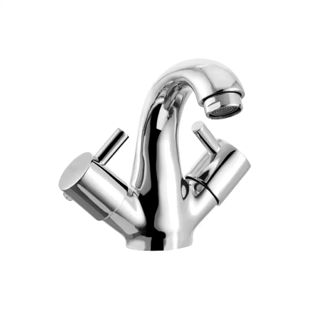 Cera Garnet Brass Central Hole Basin Mixer With 450 Mm Braided Connection Pipe (Without Pop-Up) - Chrome Finish