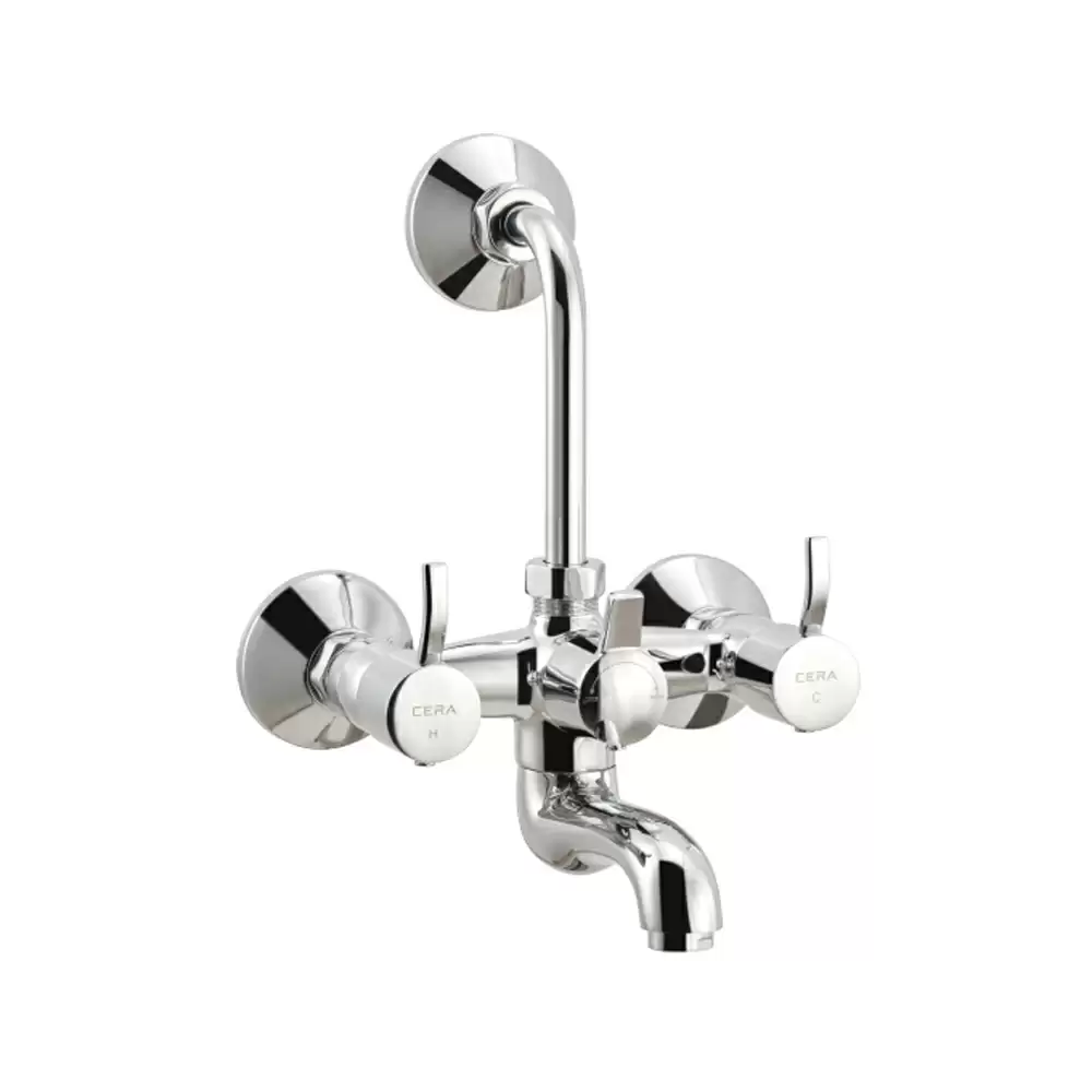 Cera Crayon Brass Wall Mixer With Bend Pipe For Overhead Shower - Chrome Finish