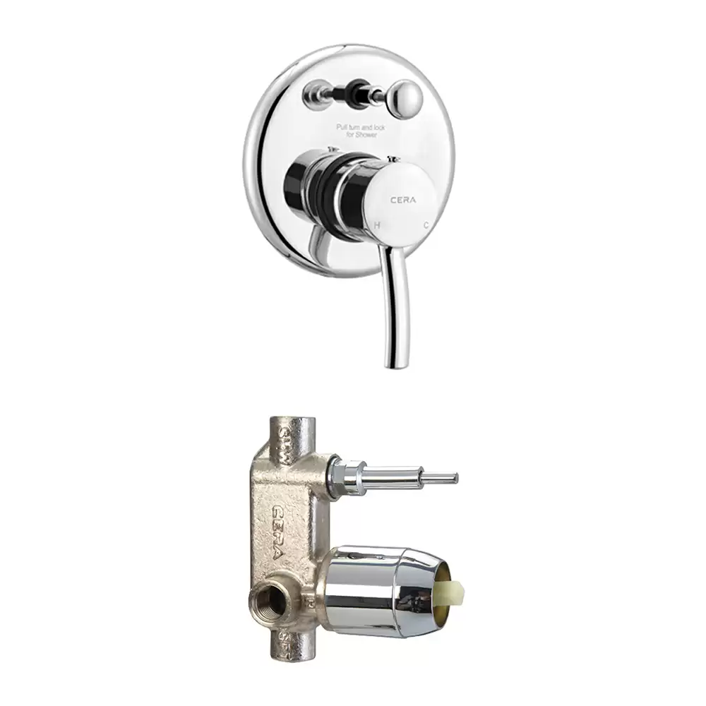 Cera Crayon Brass Single Lever Concealed Diverter With Exposed & Concealed Part - Chrome Finish