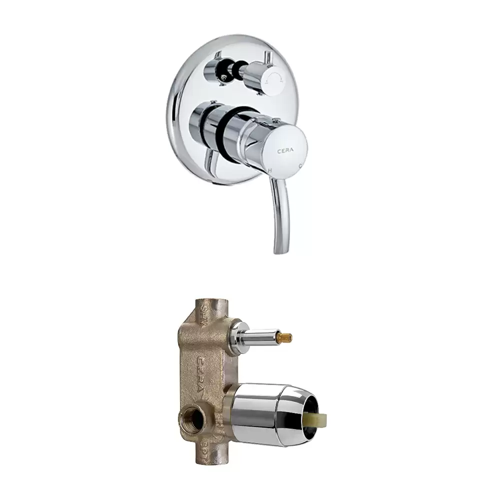 Cera Crayon Brass Exposed Part Of Single Lever Conceled Divertor With Exposed & Concealed Part - Chrome Finish