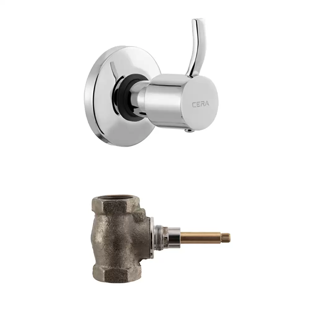 Cera Crayon Brass Flush Cock Exposed & Concealed Part - Chrome Finish