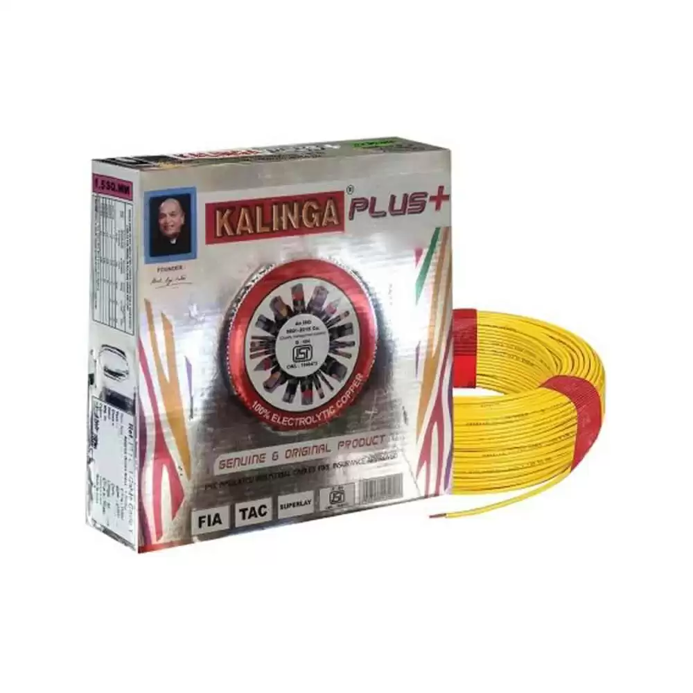 Kalinga Plus 1 Sq. mm Single Core Flame Retardant House Cable, 90 Meter - Yellow