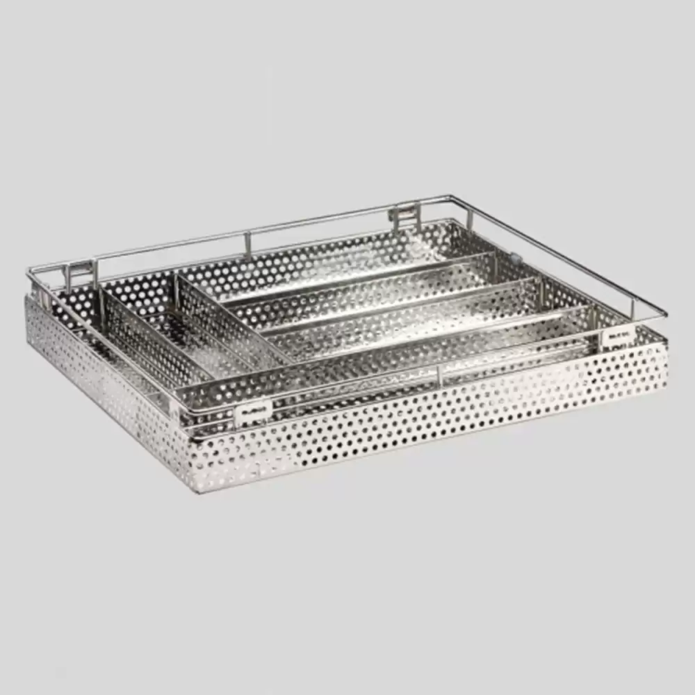 Livsmart RA-15-20-4-CT Stainless Steel 304 Under Mount Right Angle Cutlery Basket- 380 x 505 x 80 mm