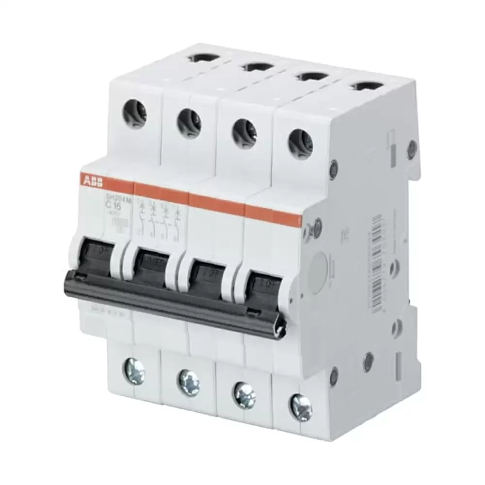 ABB 16 Amp C Curve Four Pole MCB (SH204M-C16) - White