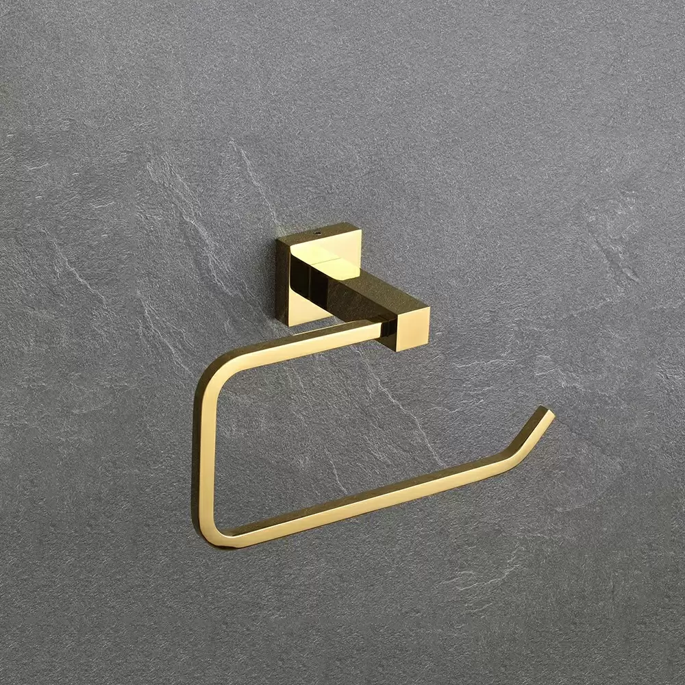 AceLine Aqua Square Face Brass Towel Ring - PVD Gold