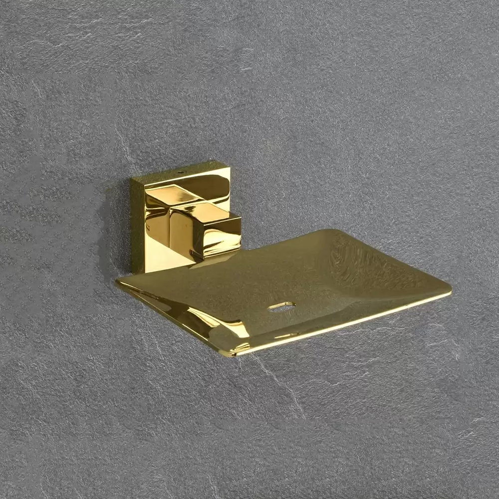 AceLine Aqua Square Brass Soap Dish - PVD Gold