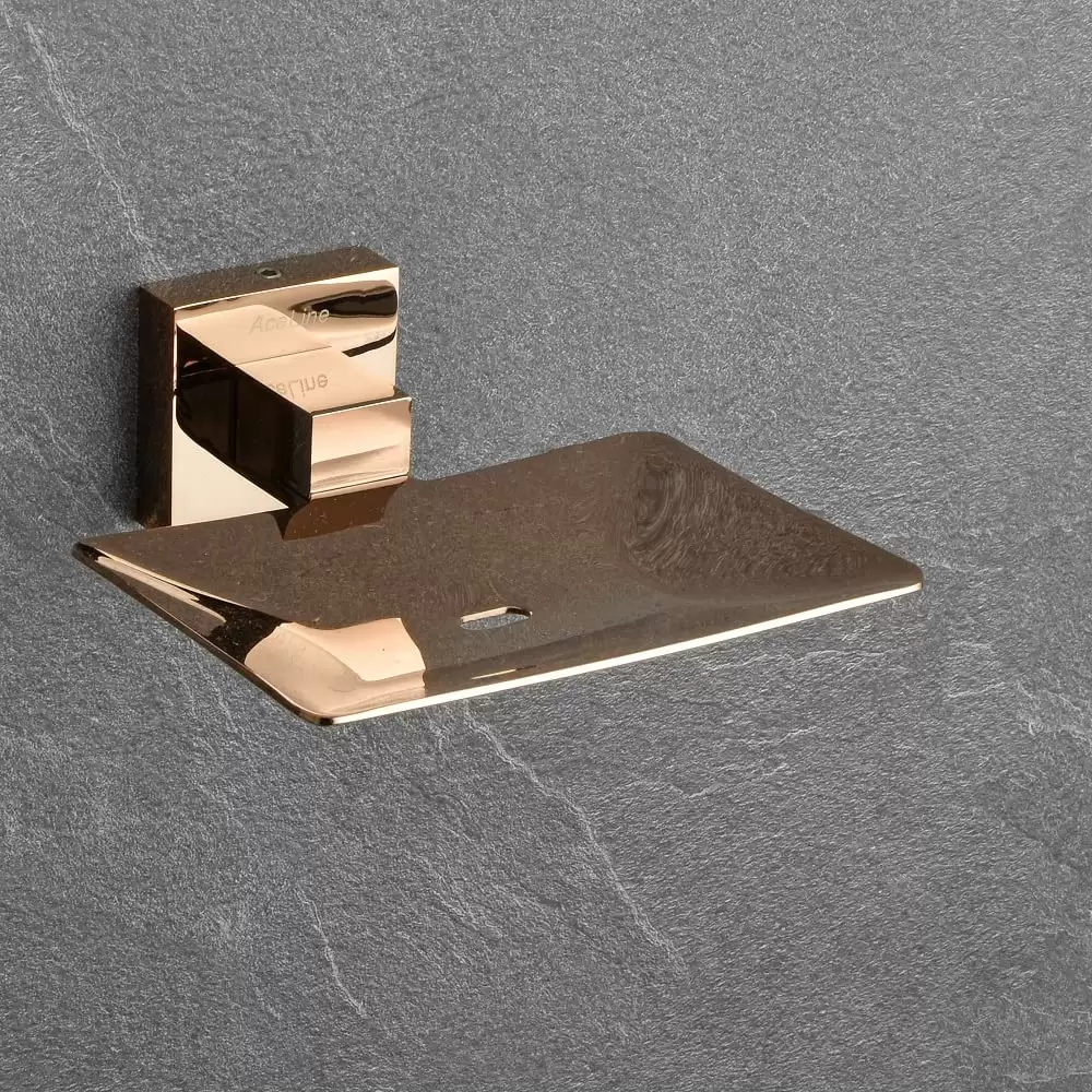 AceLine Aqua Square Brass Soap Dish - PVD Rose Gold