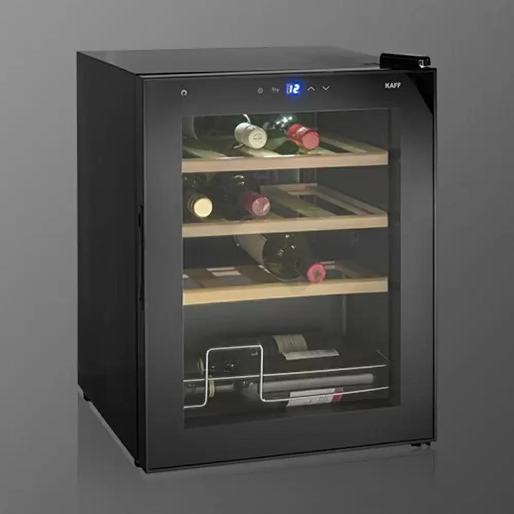 Kaff WC42BW 16 Bottles Touch Control Free Standing Wine Cooler (Inner Glass With UV Protection), Black