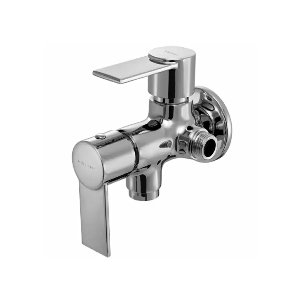 Aquini Adele Two-Way Bib Cock With Wall Flange - Chrome Finish