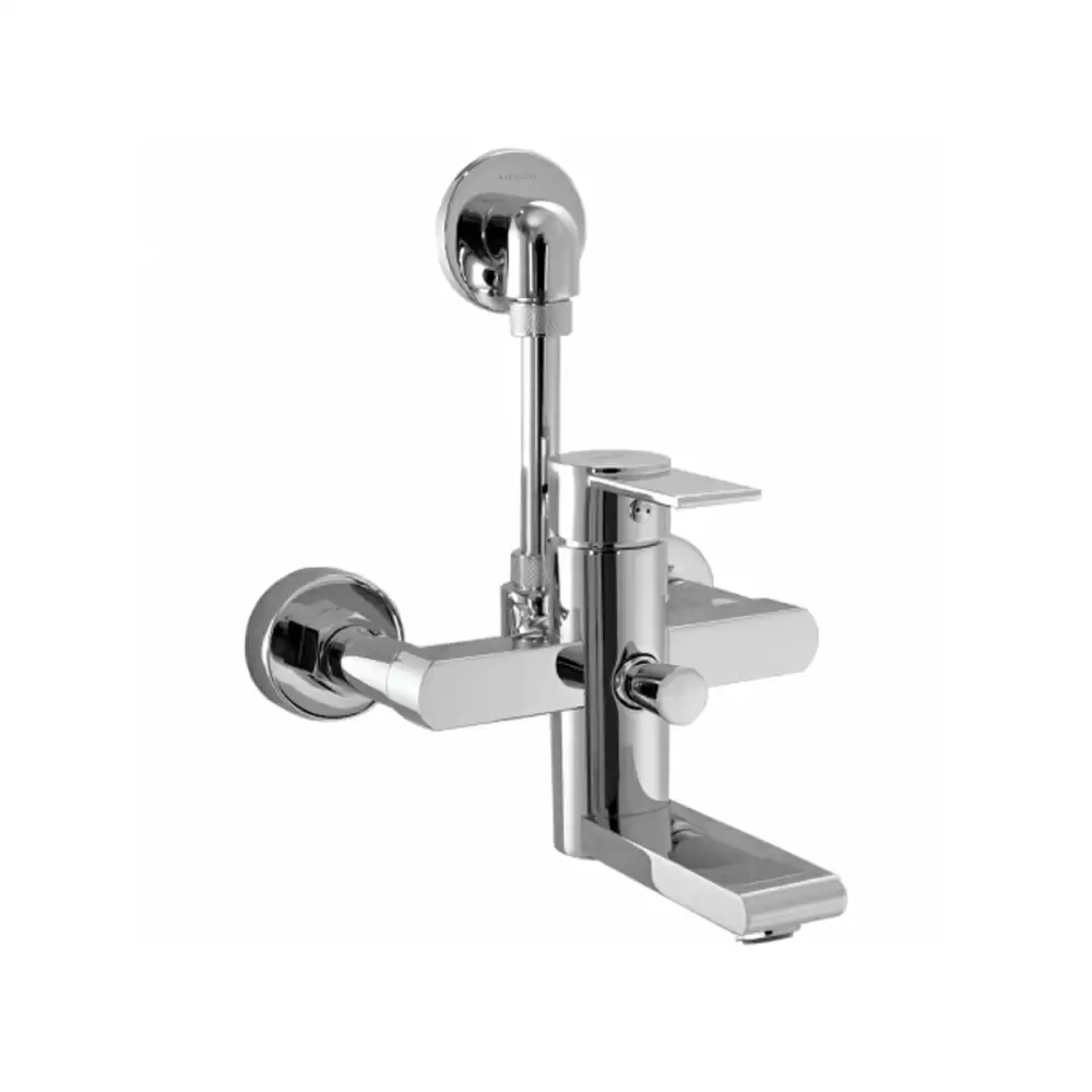 Aquini Adele Single Lever Wall Mixer With ‘L’ Shaped Tubular Bend Set For Overhead Shower - Chrome Finish