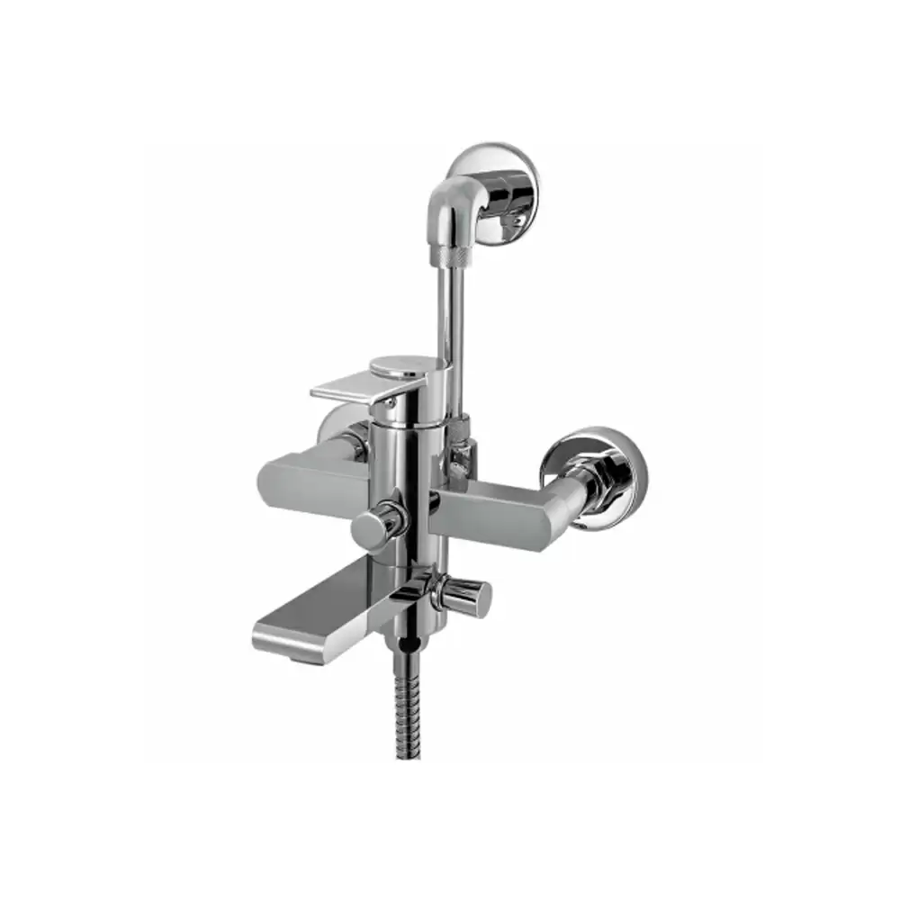 Aquini Adele Single Lever Wall Mixer 3-In-1 With Provision For Both Hand Shower & Overhead Shower - Chrome Finish