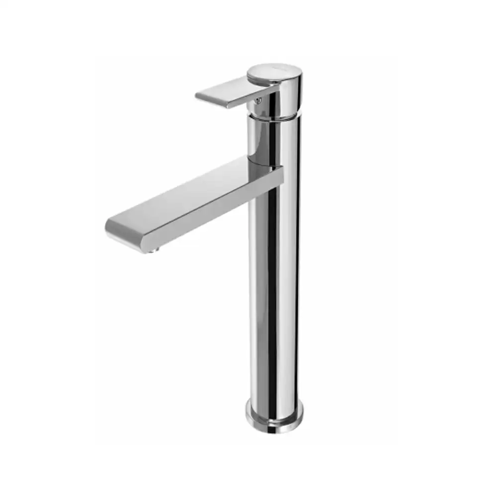 Aquini Adele High Neck Single Lever Basin Mixer With 450 mm Long Flexible Connectors - Chrome Finish