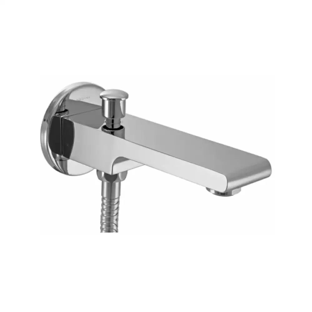 Aquini Adele Wall Spout With Button Attachment For Hand Shower With Wall Flange - Chrome Finish