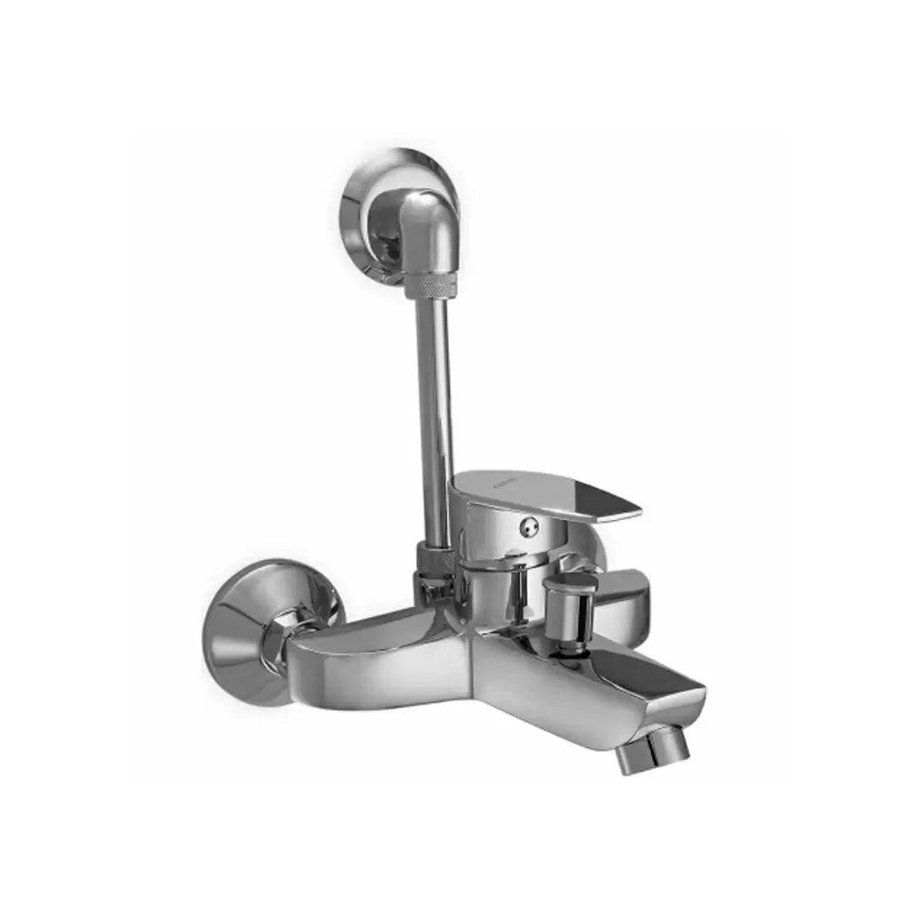 Aquini Amore Single Lever Wall Mixer with 'L' Shaped Tubular Bend Set for Overhead Shower - Chrome Finish