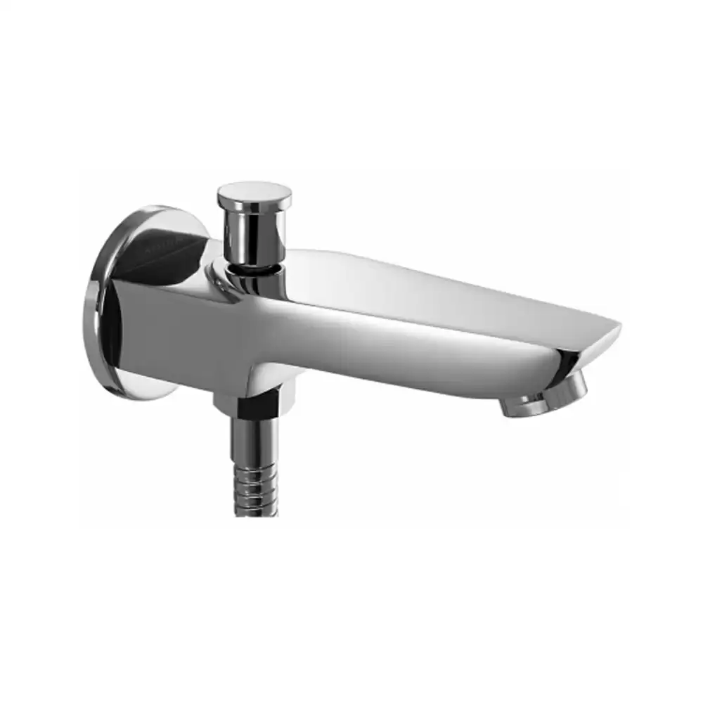 Aquini Amore Wall Spout with Button Attachment for Hand Shower with Wall Flange - Chrome Finish