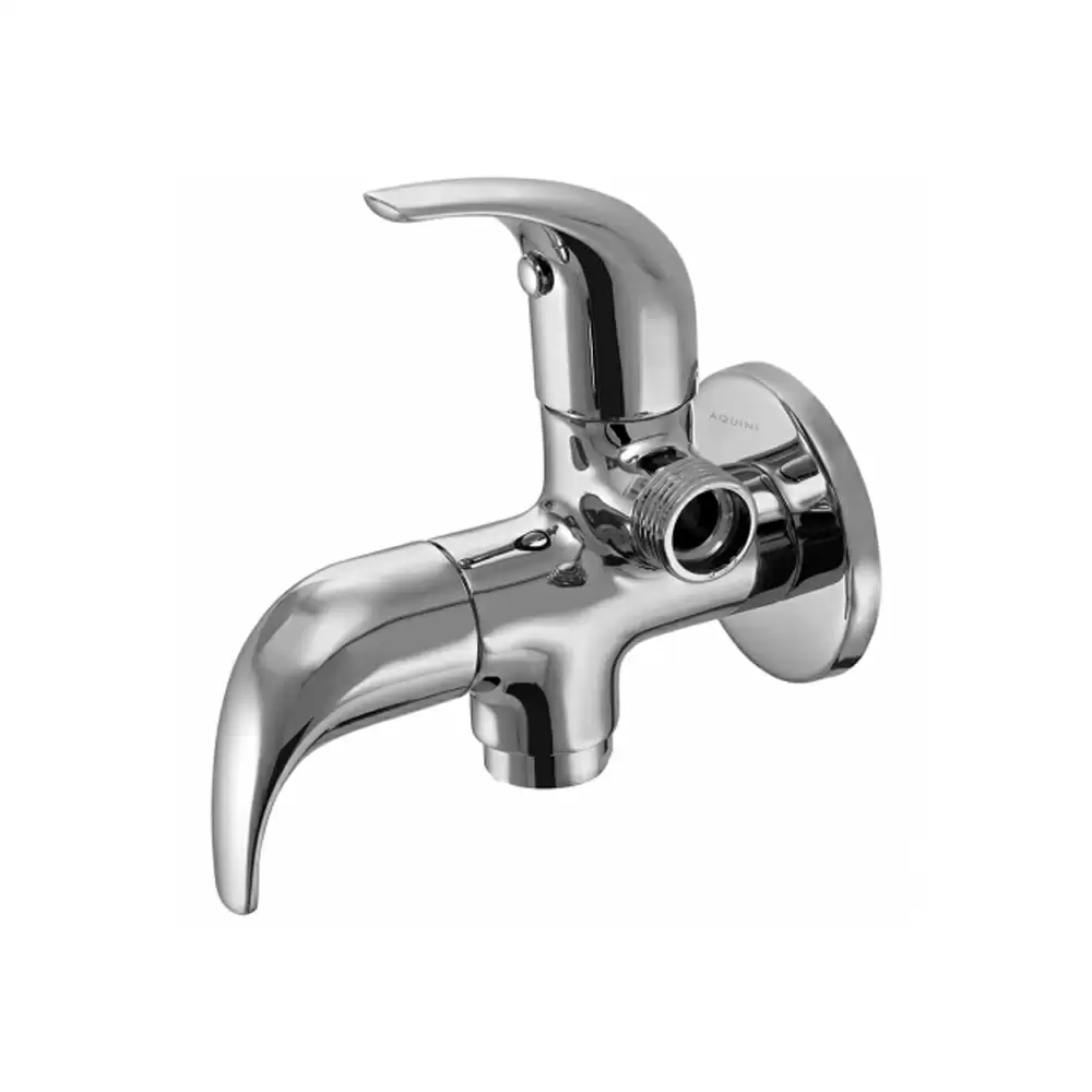 Aquini Ardis Bib Cock Two-way with Wall Flange - Chrome Finish