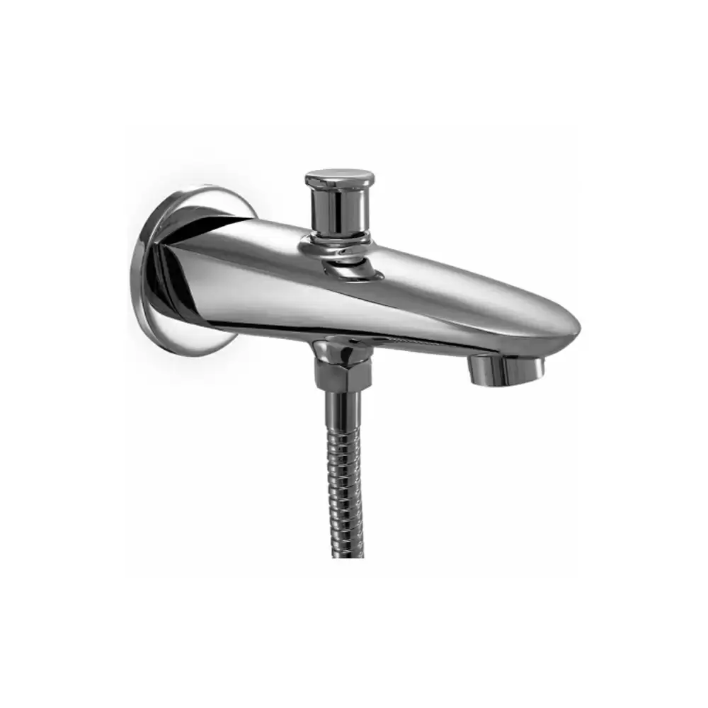 Aquini Ardis Wall Spout with Button Attachment for Hand Shower with Wall Flange - Chrome Finish