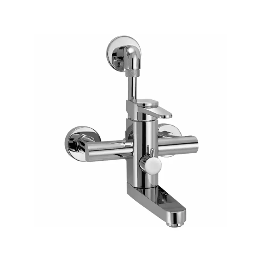 Aquini Avila Single Lever Wall Mixer With ‘L’ Shaped Tubular Bend Set For Overhead Shower - Chrome Finish