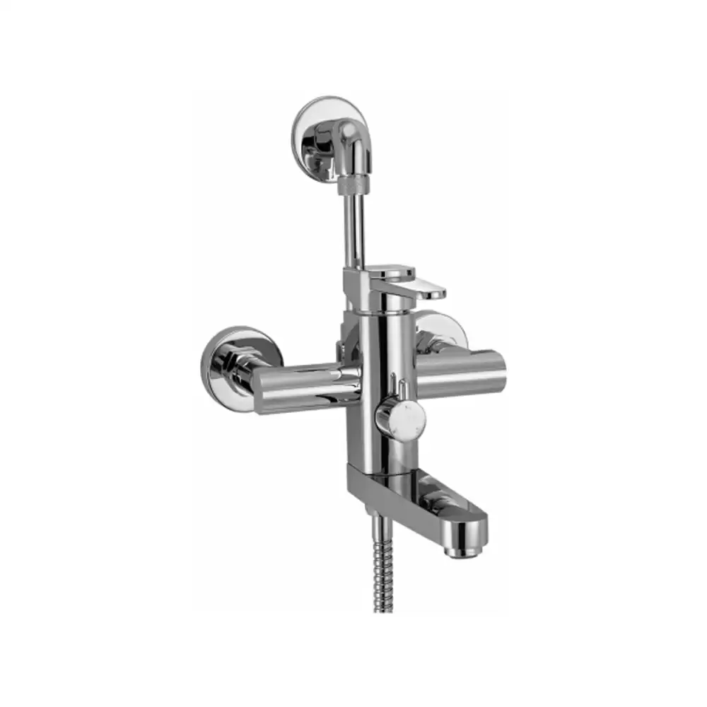 Aquini Avila Single Lever Wall Mixer 3-In-1 With Provision For Both Hand Shower & Overhead Shower - Chrome Finish