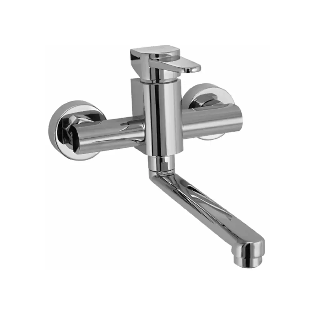 Aquini Avila Wall Mounted Single Lever Sink Mixer With Swivel Spout - Chrome Finish